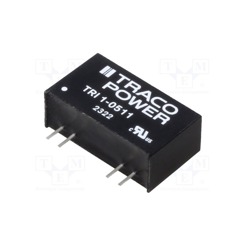 1 pcs x TRACO POWER - TRI 1-0511 - Converter: DC/DC, 1W, Uin: 4.5÷5.5V, Uout: 5VDC, Iout: 200mA, SIP8