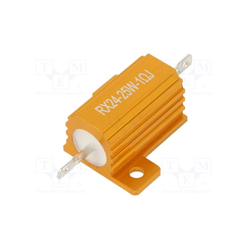 1 pcs x SR PASSIVES - AHP25W-1RJ - Resistor: wire-wound, with heatsink, 1Ω, 25W, ±5%, 50ppm/°C, 18.6mm