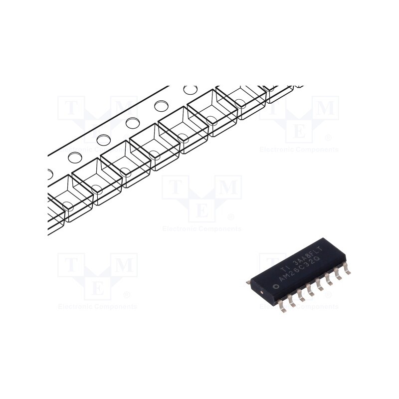 1 pcs x TEXAS INSTRUMENTS - AM26C32QDR - IC: interface, line receiver, half duplex,RS422 / RS423, SOIC16