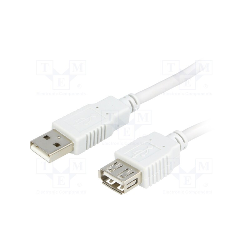 1 pcs x BQ CABLE - BQC-USB2AAF/3 - Cable, USB 2.0, USB A socket,USB A plug, 3m, light grey