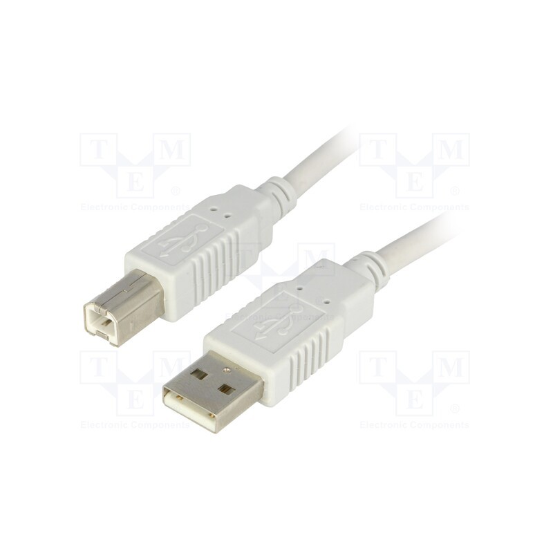 1 pcs x BQ CABLE - CAB-USBAB/5 - Cable, USB 2.0, USB A plug,USB B plug, 5m, grey, Core: Cu