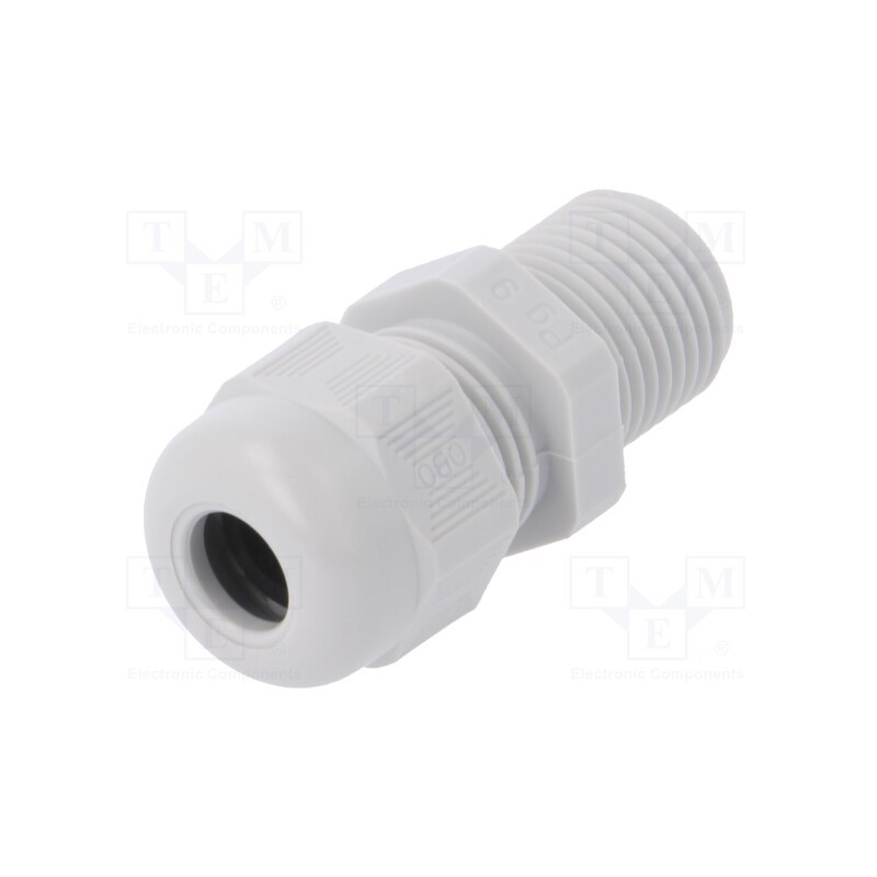 1 pcs x OBO BETTERMANN - V-TEC L PG9 LGR - Cable gland, with long thread, PG9, IP68, polyamide, light grey