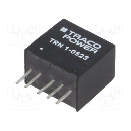 1 pcs x TRACO POWER - TRN 1-0523 - Converter: DC/DC, 1W, Uin: 4.5÷13.2V, Uout: 15VDC, Uout2: -15VDC