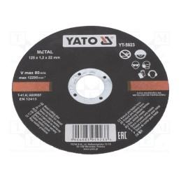 5 pcs x YATO - YT-5923 - Cutting wheel, Ø: 125mm, Øhole: 22mm, Disc thick: 1.2mm, 12200rpm