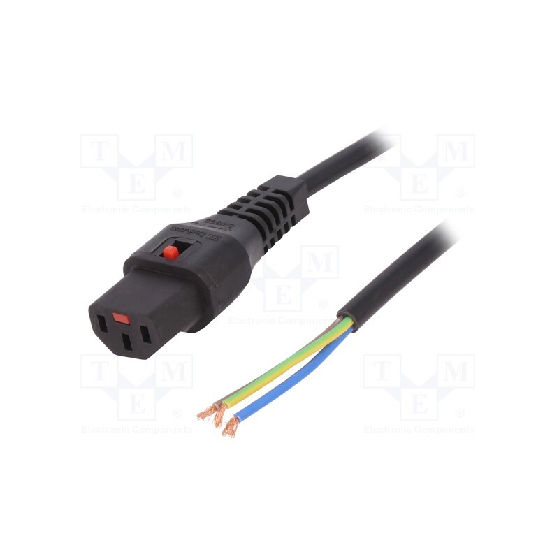 1 pcs x IEC LOCK - IEC-PC1025 - Cable, IEC C13 female,wires, PVC, 2m, with IEC LOCK locking, 10A