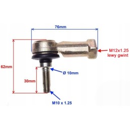Tie rod end atv quad internal thread l