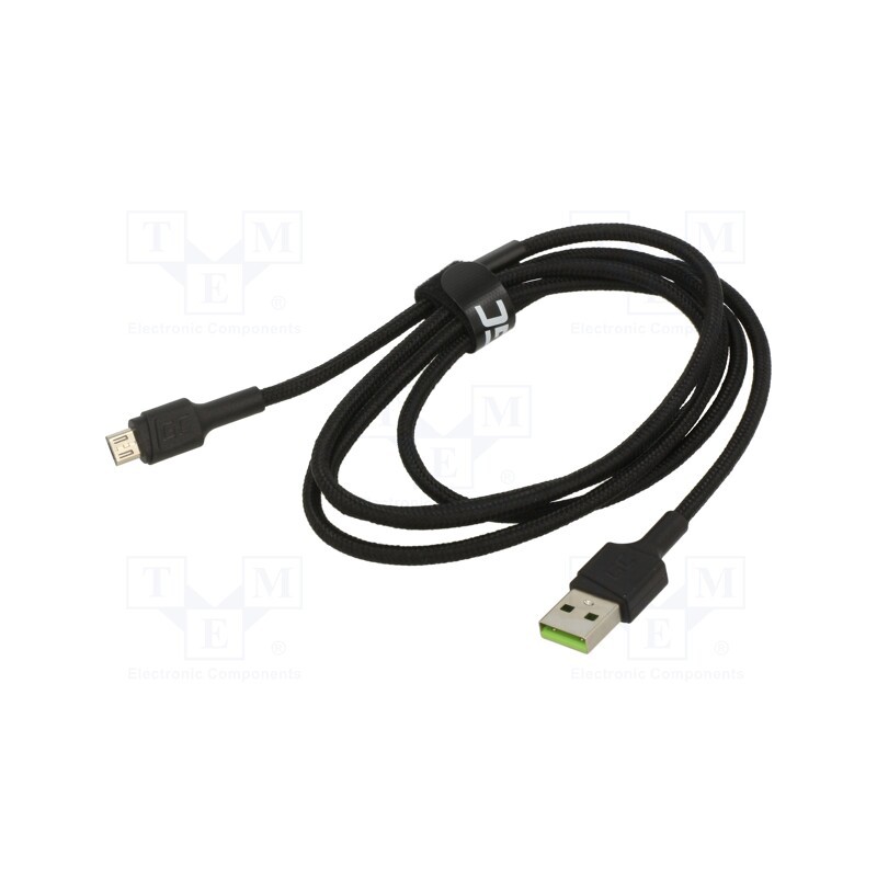 1 pcs x GREEN CELL - KABGC20 - Cable, USB 2.0, USB A plug,USB B micro plug, 1.2m, black, 480Mbps