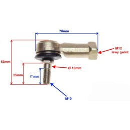 Tie rod end atv quad internal thread l