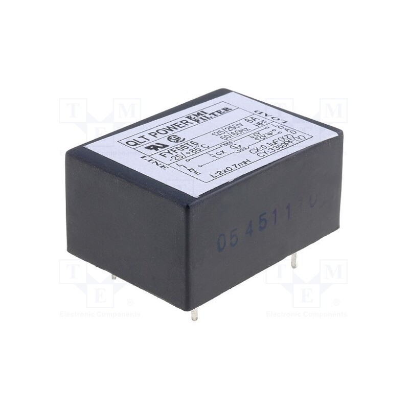 1 pcs x QLT POWER - FYF06T6 - Filter: anti-interference, 250VAC, Cx: 100nF, Cy: 3.3nF, 0.7mH, THT