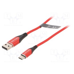 1 pcs x VENTION - CODRF - Cable, USB 2.0, USB A plug,USB C plug, nickel plated, 1m, red
