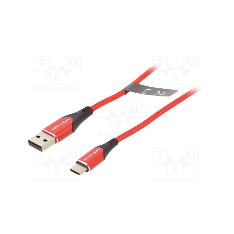 1 pcs x VENTION - CODRF - Cable, USB 2.0, USB A plug,USB C plug, nickel plated, 1m, red