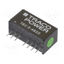 1 pcs x TRACO POWER - TEC 3-4822 - Converter: DC/DC, 3W, Uin: 36÷75V, Uout: 12VDC, Uout2: -12VDC, SIP8