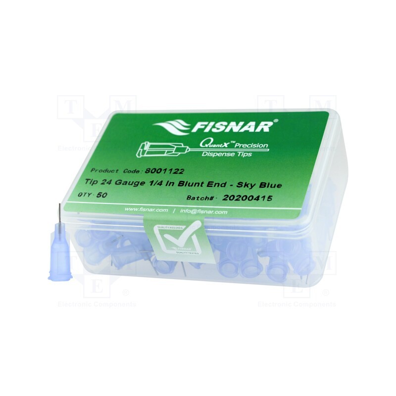 10 pcs x FISNAR - 8001122 - Needle: steel, 0.25', Size: 24, straight, 0.31mm, Body: light-blue