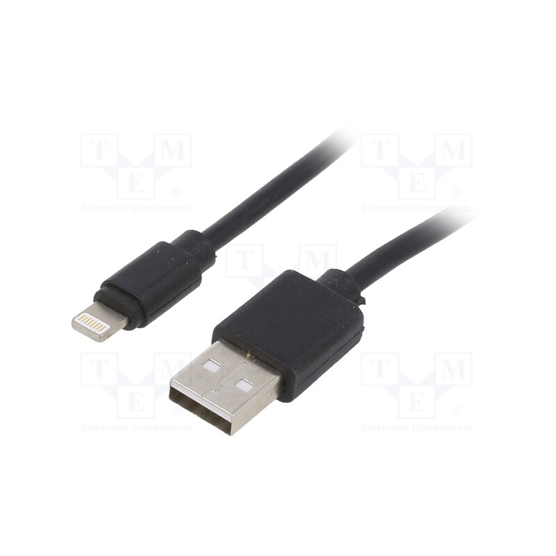 1 pcs x GEMBIRD - CC-USB2-AMLM-1M - Cable, USB 2.0, Apple Lightning plug,USB A plug, 1m, black, PVC