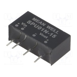 1 pcs x MEAN WELL - SPU01N-15 - Converter: DC/DC, 1W, Uin: 21.6÷26.4V, Uout: 15VDC, Iout: 0÷67mA