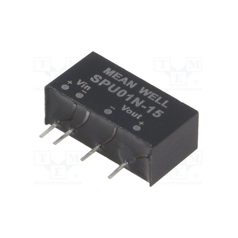 1 pcs x MEAN WELL - SPU01N-15 - Converter: DC/DC, 1W, Uin: 21.6÷26.4V, Uout: 15VDC, Iout: 0÷67mA