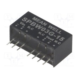 1 pcs x MEAN WELL - SPBW03G-15 - Converter: DC/DC, 3W, Uin: 18÷75V, Uout: 15VDC, Iout: 0÷200mA, SIP8