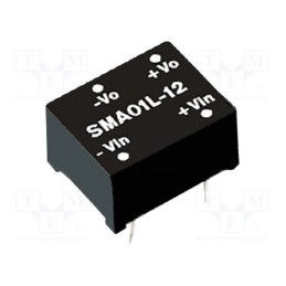 1 pcs x MEAN WELL - SMA01N-12 - Converter: DC/DC, 1W, Uin: 21.6÷26.4V, Uout: 12VDC, Iout: 84mA, THT