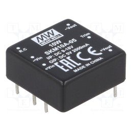 1 pcs x MEAN WELL - SKM10A-05 - Converter: DC/DC, 10W, Uin: 9÷18V, Uout: 5VDC, Iout: 2000mA, 350kHz