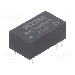 1 pcs x RECOM - RW2-1215D/H2/B - Converter: DC/DC, 2W, Uin: 9÷18V, Uout: 15VDC, Uout2: -15VDC, DIP16