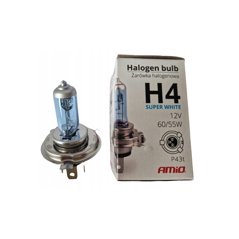 Vision super white h4 bulbs 12v 55w u e4 amio