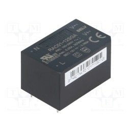 1 pcs x RECOM - RAC01-12SGA - Converter: AC/DC, 1W, 85÷264VAC, 12VDC, Iout: 83mA, 68%, PCB, 3000V
