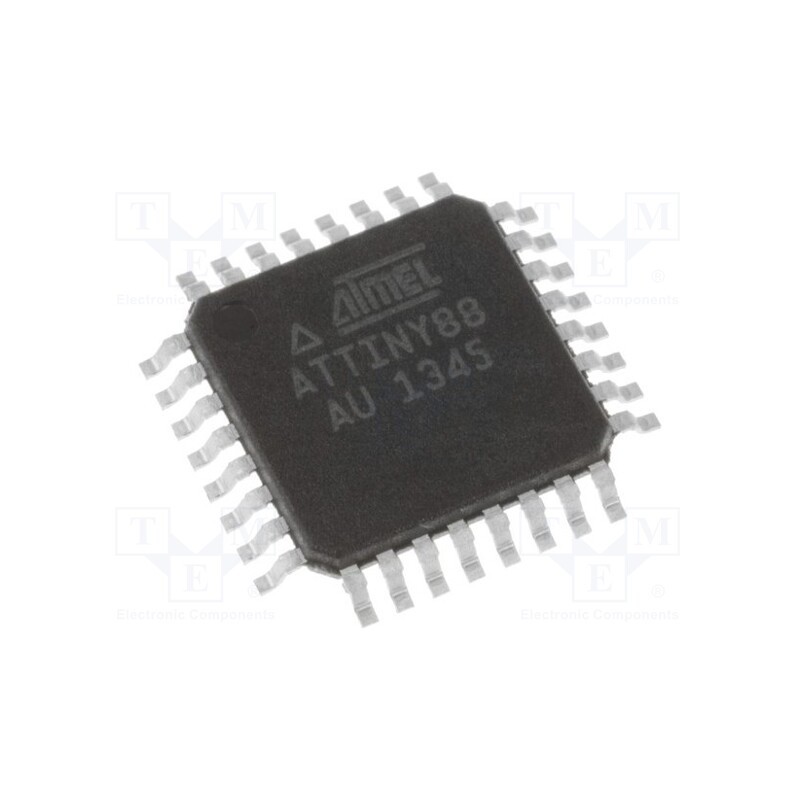 1 pcs x MICROCHIP TECHNOLOGY - ATTINY88-AU - IC: AVR microcontroller, TQFP32, 1.8÷5.5VDC, Ext.inter: 28, Cmp: 1
