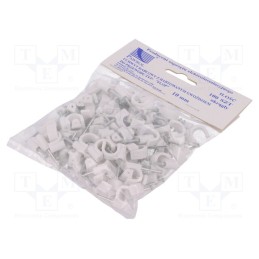 1 pcg x PAWBOL - H.7008A -100 - Holder, white, on round cable, 100pcs, with a nail, 10mm