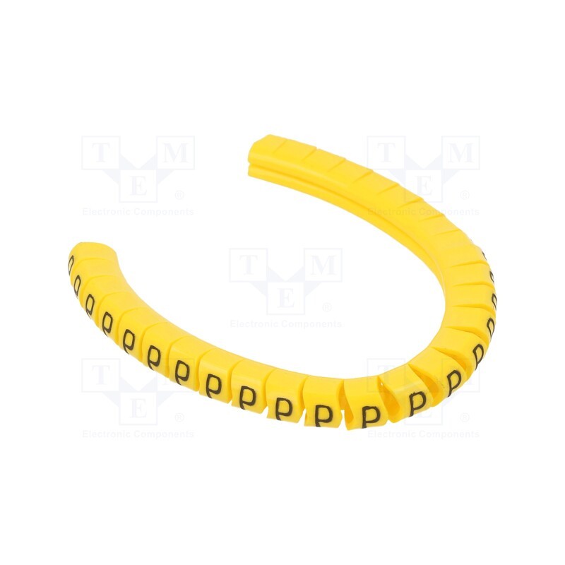 1 pcg x PARTEX - PA-10003PV40.P - Markers, Marking: P, 2.5÷5mm, PVC, yellow, -30÷60°C, leaded, PA-1