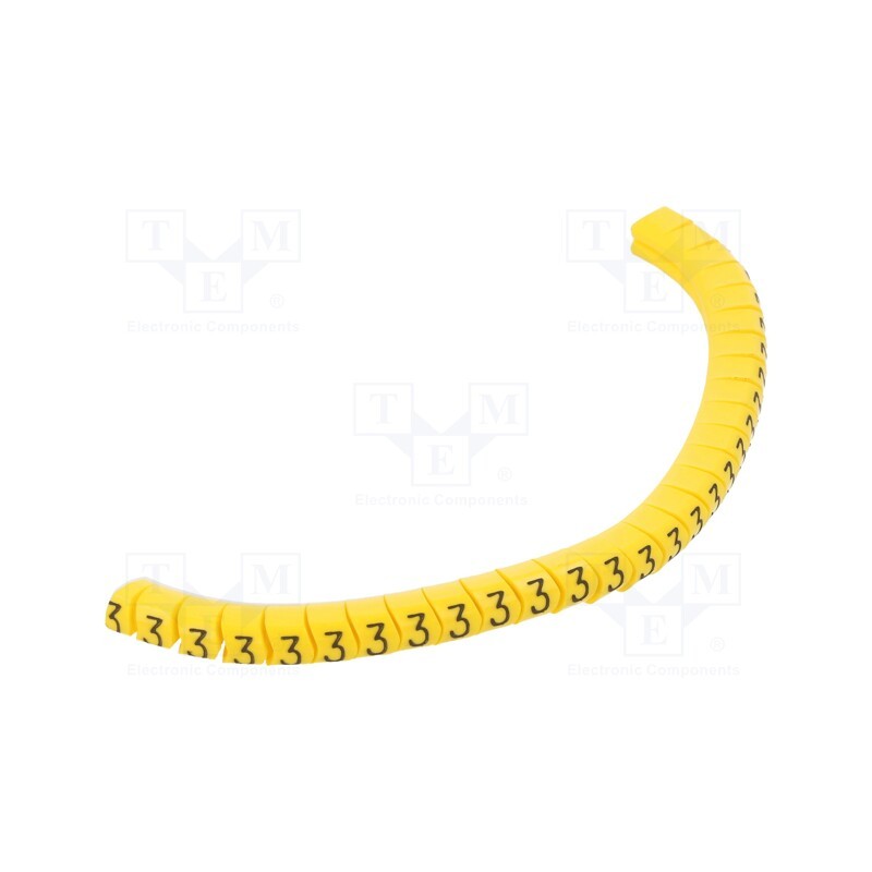 1 pcg x PARTEX - PA-10003PV40.3 - Markers, Marking: 3, 2.5÷5mm, PVC, yellow, -30÷60°C, leaded, PA-1