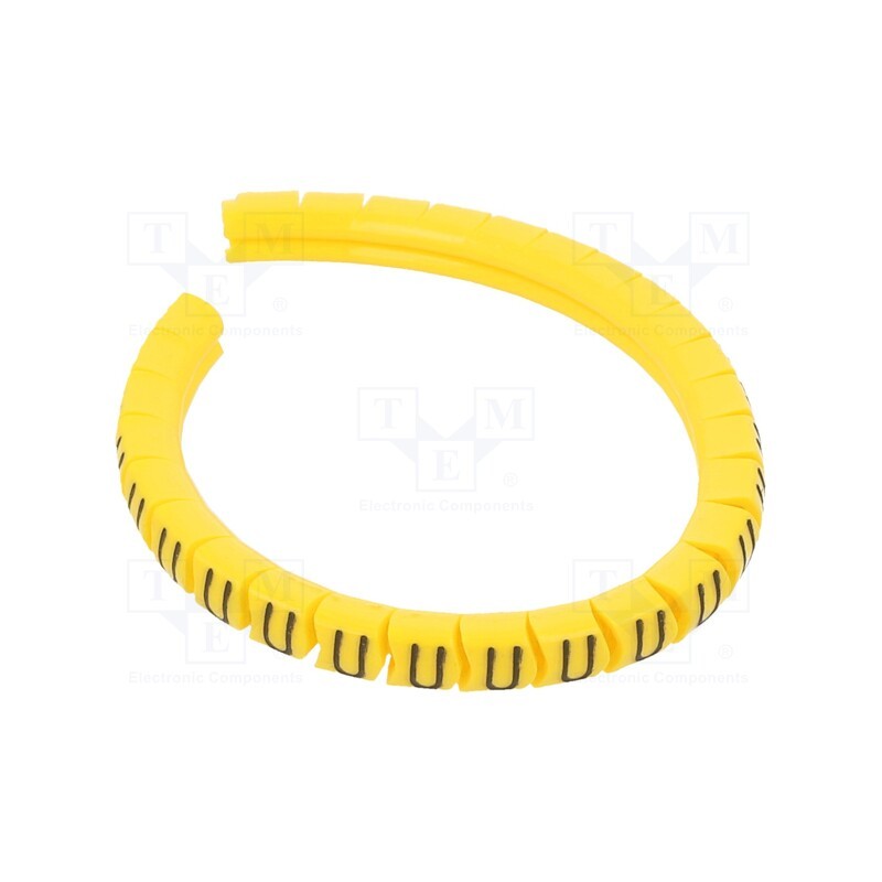 1 pcg x PARTEX - PA-02003PV40.U - Markers, Marking: U, 1.3÷3mm, PVC, yellow, -30÷60°C, leaded, PA-02