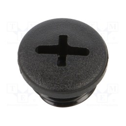 1 pcg x ALPHA WIRE - HPM12 BK080 - Stopper, M12, 1.5, polyamide, black, Thread: metric, 6mm, 10pcs.
