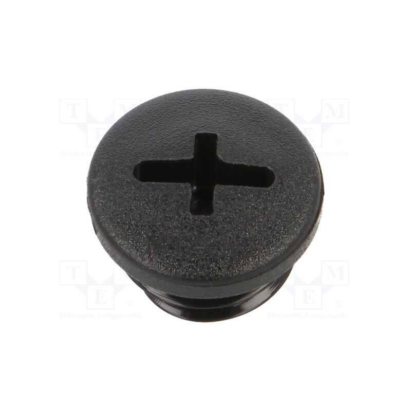1 pcg x ALPHA WIRE - HPM12 BK080 - Stopper, M12, 1.5, polyamide, black, Thread: metric, 6mm, 10pcs.