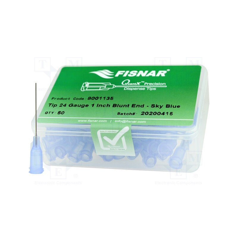 10 pcs x FISNAR - 8001135 - Needle: steel, 1', Size: 24, straight, 0.31mm, Body: light-blue