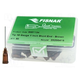 10 pcs x FISNAR - 8001134 - Needle: steel, 1', Size: 19, straight, 0.7mm, Mounting: Luer Lock