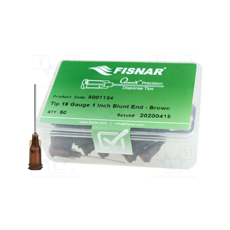 10 pcs x FISNAR - 8001134 - Needle: steel, 1', Size: 19, straight, 0.7mm, Mounting: Luer Lock