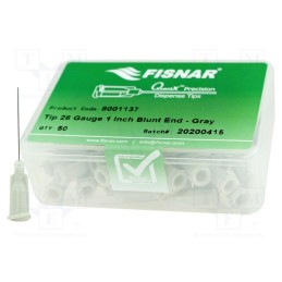 10 pcs x FISNAR - 8001137 - Needle: steel, 1', Size: 28, straight, 0.19mm, Mounting: Luer Lock