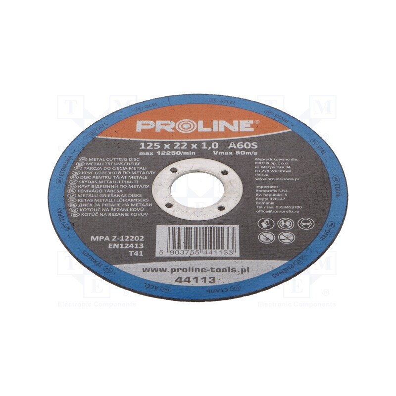 2 pcs x PROLINE - 44113 - Cutting wheel, Ø: 125mm, Øhole: 22mm, Disc thick: 1mm, steel