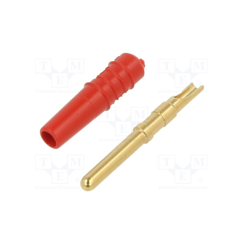 1 pcs x STu00c4UBLI - 22.2609-22 - Plug, 2mm banana, 10A, 30VAC, 60VDC, red, gold-plated, Ø: 0.5mm