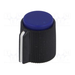 1 pcs x SR PASSIVES - KK-12 - Knob, with pointer, plastic, Øshaft: 6.35mm, Ø13x15mm, blue