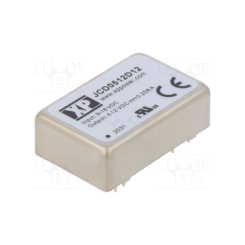 1 pcs x XP POWER - JCD0512D12 - Converter: DC/DC, 5W, Uin: 9÷18V, Uout: 12VDC, Uout2: -12VDC, 266kHz
