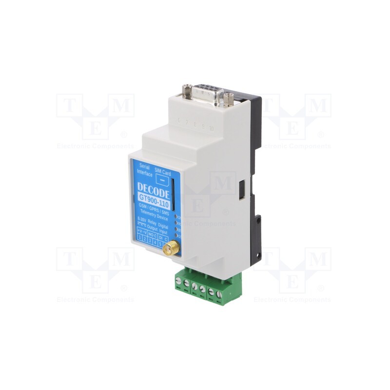 1 pcs x DECODE - GT900 110 - Telemetry, GSM/GPRS, Usup: 8÷30VDC, for DIN rail mounting, IP40