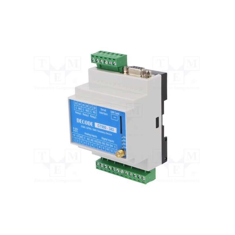1 pcs x DECODE - GT900 343 - Telemetry, GSM/GPRS, Usup: 8÷30VDC, for DIN rail mounting, IP40