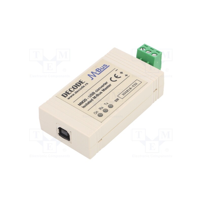 1 pcs x DECODE - MM20-USB - Converter, M-BUS/USB, M-Bus, USB 2.0 x1, Power supply: USB, M-Bus