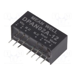 1 pcs x MEAN WELL - DPAN02A-12 - Converter: DC/DC, 2W, Uin: 9÷18V, Uout: 12VDC, Uout2: -12VDC, SIP8