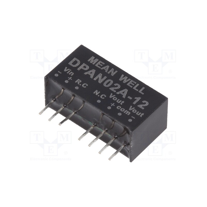 1 pcs x MEAN WELL - DPAN02A-12 - Converter: DC/DC, 2W, Uin: 9÷18V, Uout: 12VDC, Uout2: -12VDC, SIP8