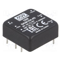 1 pcs x MEAN WELL - DKM10A-05 - Converter: DC/DC, 10W, Uin: 9÷18V, Uout: 5VDC, Uout2: -5VDC, 350kHz