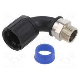 1 pcs x HELLERMANNTYTON - 166-23103 - 90° angled connector, nickel-plated brass,polyamide, HelaGuard