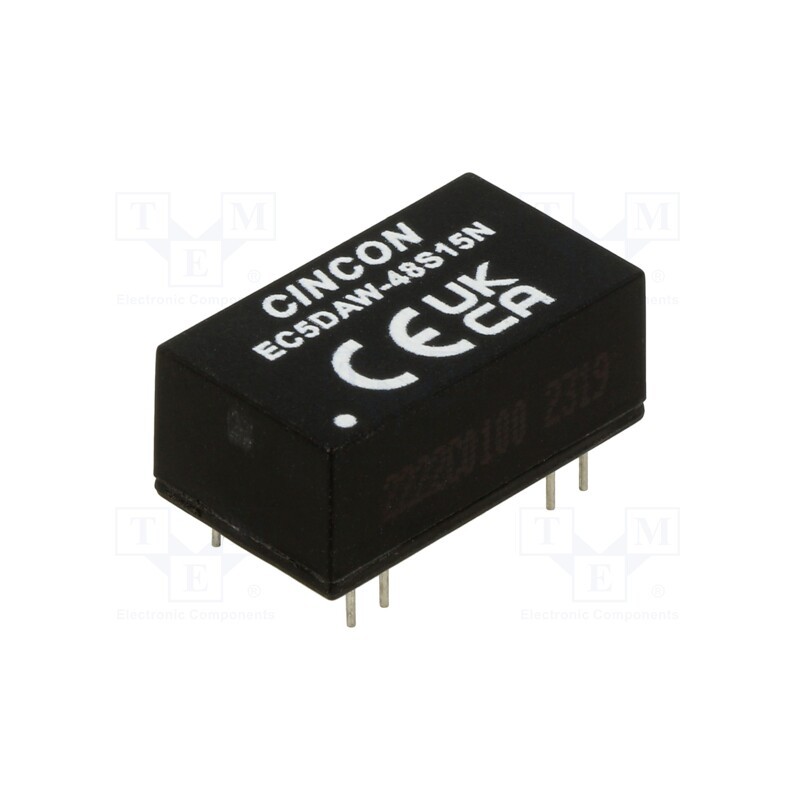 1 pcs x CINCON - EC5DAW-48S15N - Converter: DC/DC, 10W, Uin: 18÷74V, Uout: 15VDC, Iout: 666mA, 530kHz