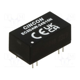 1 pcs x CINCON - EC5DAW-24S15N - Converter: DC/DC, 10W, Uin: 9÷36V, Uout: 15VDC, Iout: 666mA, 530kHz